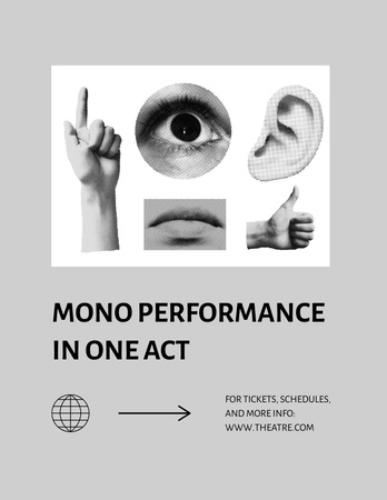Performance Announcement with Creative Collage Poster 8.5x11in Design Template