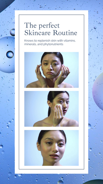 Skincare Sale Offer with Water Drops Instagram Video Story Modelo de Design