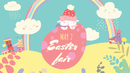 Platilla de diseño Easter Fair Announcement with Bright Illustration FB event cover