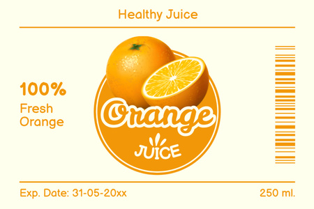 Plantilla de diseño de Jugo de Naranja Natural y Saludable Label 
