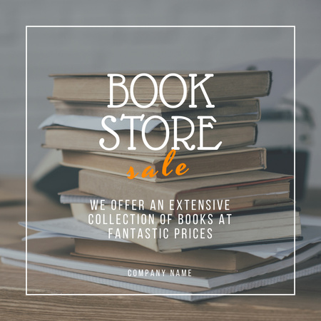 Ontwerpsjabloon van Instagram van Aankondiging verkoop boekhandel