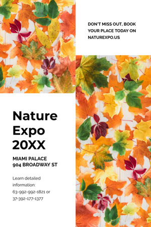 Nature Expo announcement with colorful leaves Invitation 6x9in Design Template