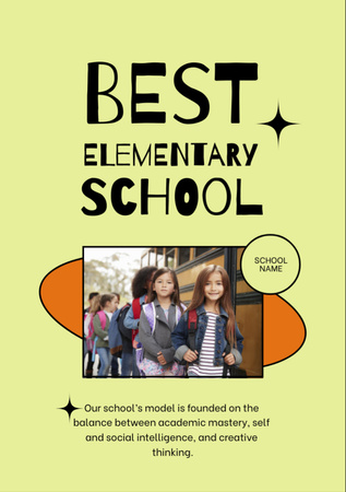Best School Apply Announcement with Little Kids Flyer A7 Design Template