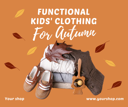 Autumn Functional Kids Clothing Sale Announcement Facebook Design Template