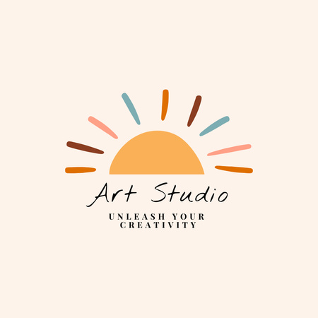 Emblem Art Studio Logo Design Template