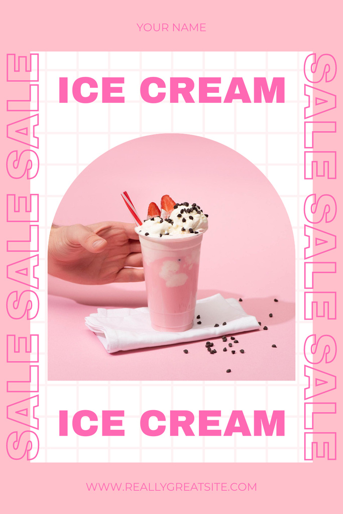 Trendy Pink Ice Cream Sale Offer Pinterest tervezősablon