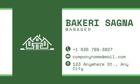 Real Estate and Construction Services on Green and White Business Card 91x55mm Design Template