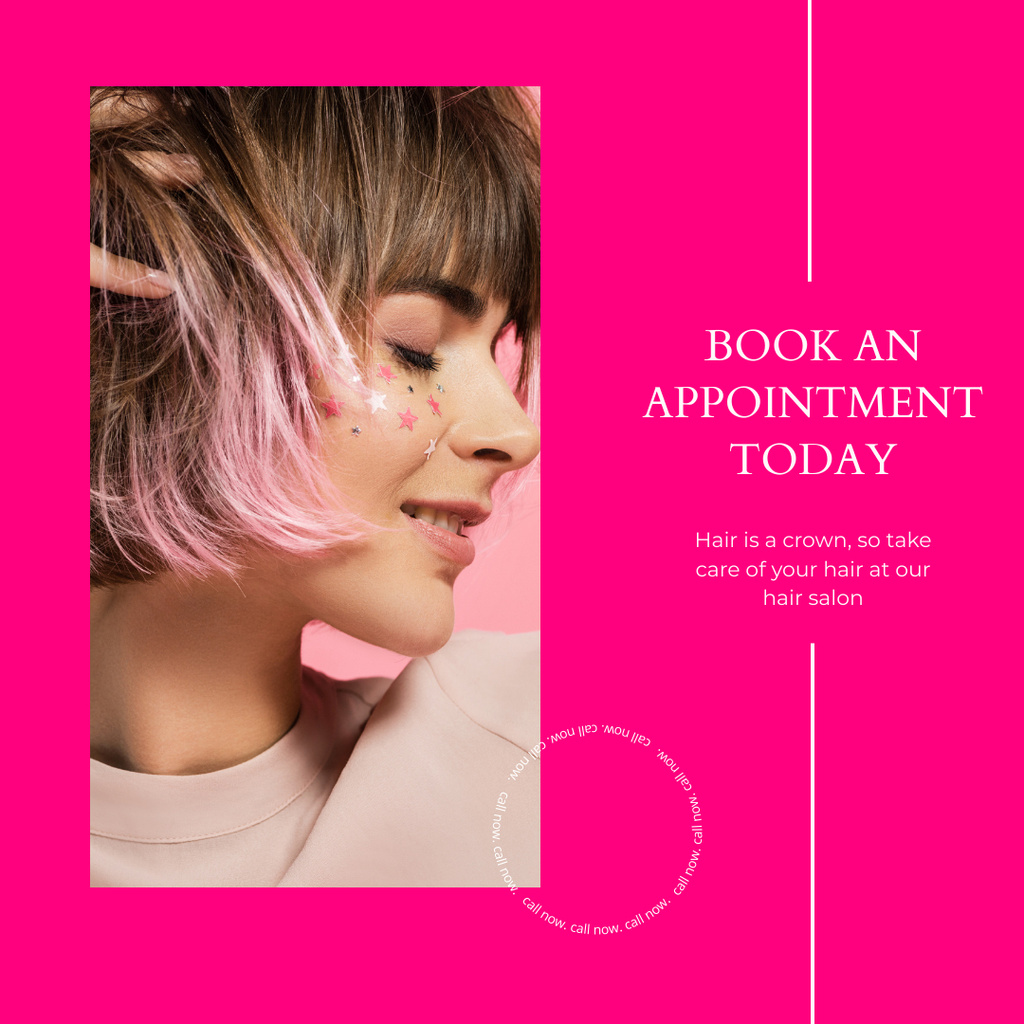 Book an Appointment in Hair Salon Instagram Design Template