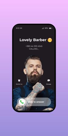 Barber calling on Phone screen Graphic Design Template