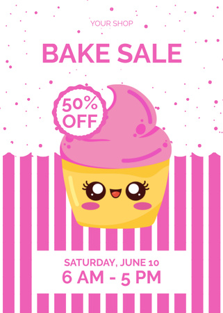Bake Sale Offer with Cute Illustration Flayer Design Template