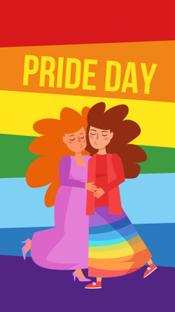 Template di design giorno dell'orgoglio con due donne che si abbracciano Instagram Story