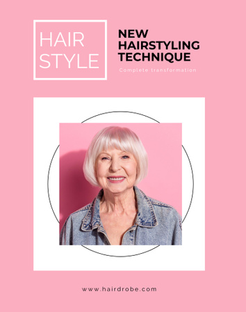 New Hairstyling Technique Ad with Beautiful Senior Woman Poster 22x28in Modelo de Design