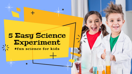 Ontwerpsjabloon van Youtube Thumbnail van Blue Yellow  5 Easy Science Experiment for Kids Youtube Thumbnail