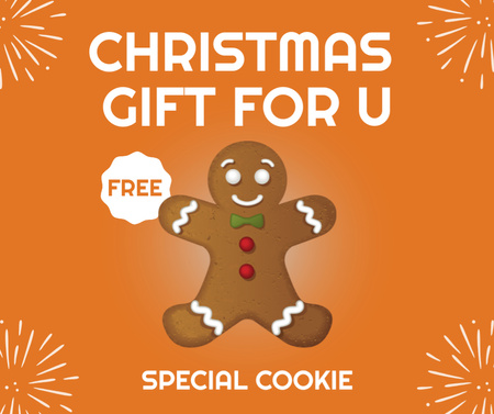 Bakery Ad with Christmas Gingerbread Man Facebook Design Template