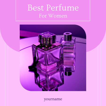 Ontwerpsjabloon van Instagram van Beste geur in flessen voor vrouwen in paars