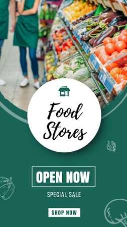 Designvorlage Special Sale In Food Supermarket für Instagram Story