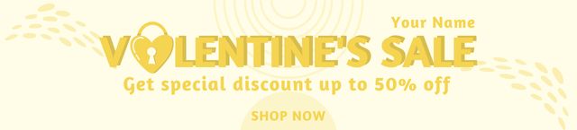 Valentine's Day Sale Announcement on Yellow Ebay Store Billboard Design Template
