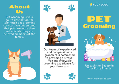 Lemmikkieläinten pesu ja hoito Brochure Design Template