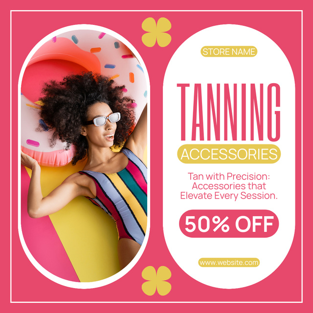 Tanning Accessories Advertising on Pink Instagram AD Design Template