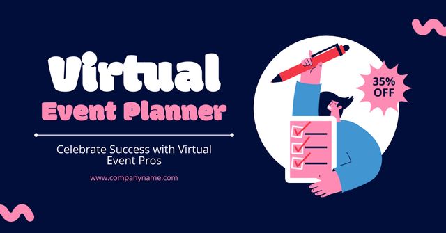 Plantilla de diseño de Discount on Virtual Event Planning Facebook AD 