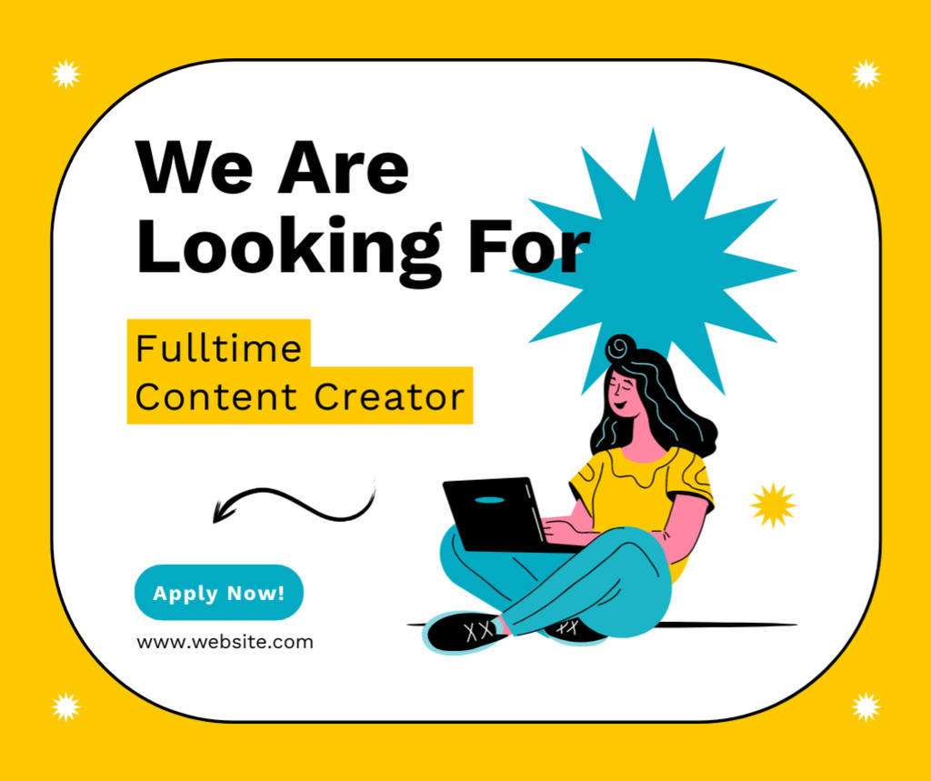 Full-Time Content Creator is Needed Facebookデザインテンプレート