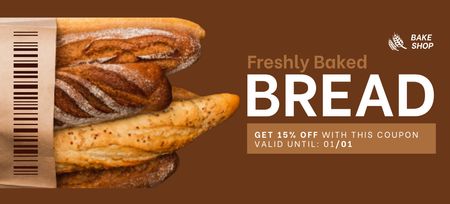 Fresh Baked Bread Discount Coupon 3.75x8.25in Tasarım Şablonu