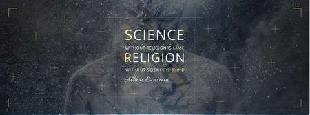 Citation about science and religion Facebook cover Modelo de Design