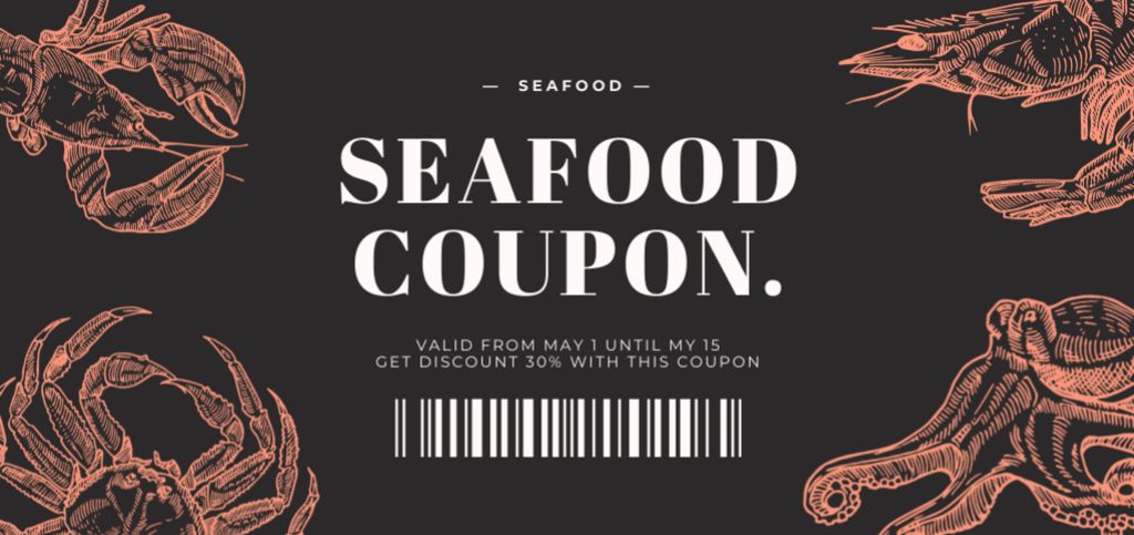 Template di design Seafood Discount Voucher Coupon Din Large