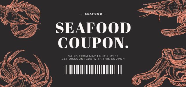 Seafood Discount Voucher Coupon Din Large Tasarım Şablonu