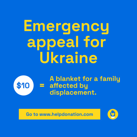 Call to Donate Money for Ukrainian Families Instagram Design Template