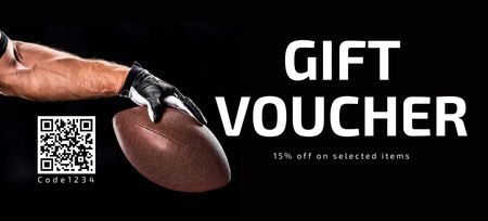 Gift Voucher for Rugby Equipment with Ball Coupon 3.75x8.25inデザインテンプレート