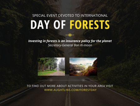 International Day of Forests Event Forest Road View Postcard 4.2x5.5in Design Template