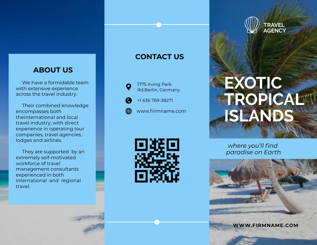 Exotic Vacations Offer with Beach Brochure 8.5x11in tervezősablon