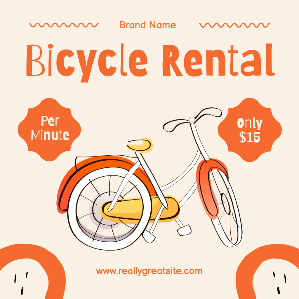 Designvorlage Minute Rate for Bike Rent für Instagram AD