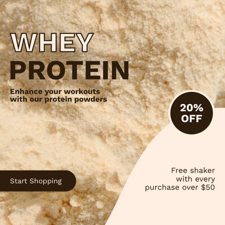 Discount on Protein for Successful Workouts Instagram AD Tasarım Şablonu
