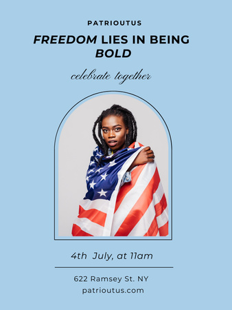 USA Independence Day Celebration with Woman in Flag Poster US Design Template