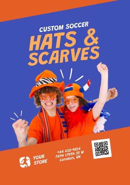 Designvorlage Soccer Hats and Scarves Sale Offer für Flyer A4