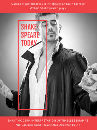 Theater Invitation Actor in Shakespeare's Performance Poster US Design Template
