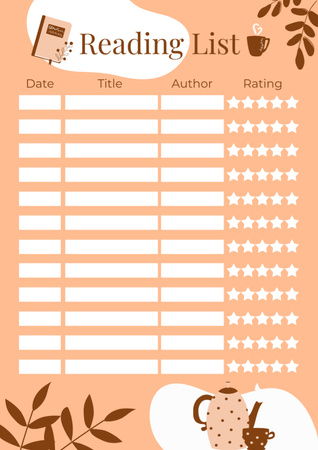 Reading List with Book and Leaves Schedule Planner Design Template