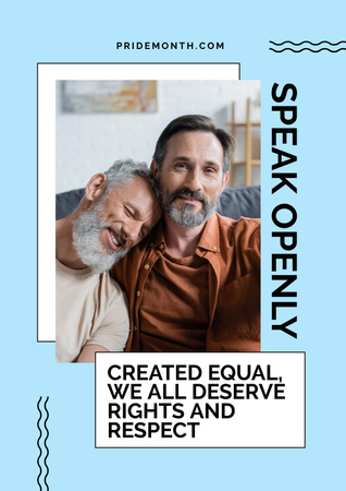 Mature LGBT Couple on Blue Poster Design Template