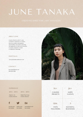 Creative Director Experience and Skills List on Beige Resume Design Template