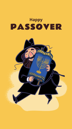 Passover Greeting with Man with Musical Instrument Instagram Story Modelo de Design