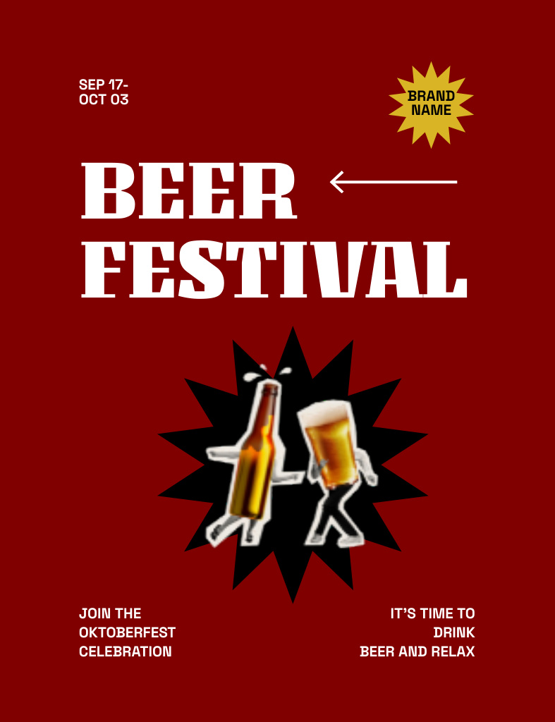 Beer Festival Announcement Invitation 13.9x10.7cm Design Template