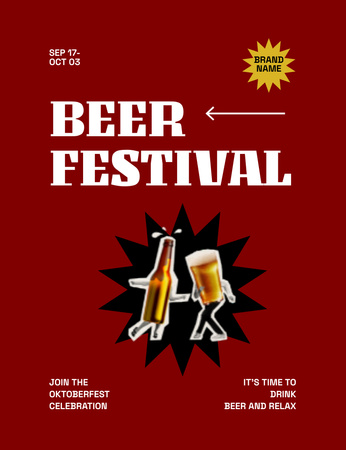 Beer Festival Announcement Invitation 13.9x10.7cm Design Template