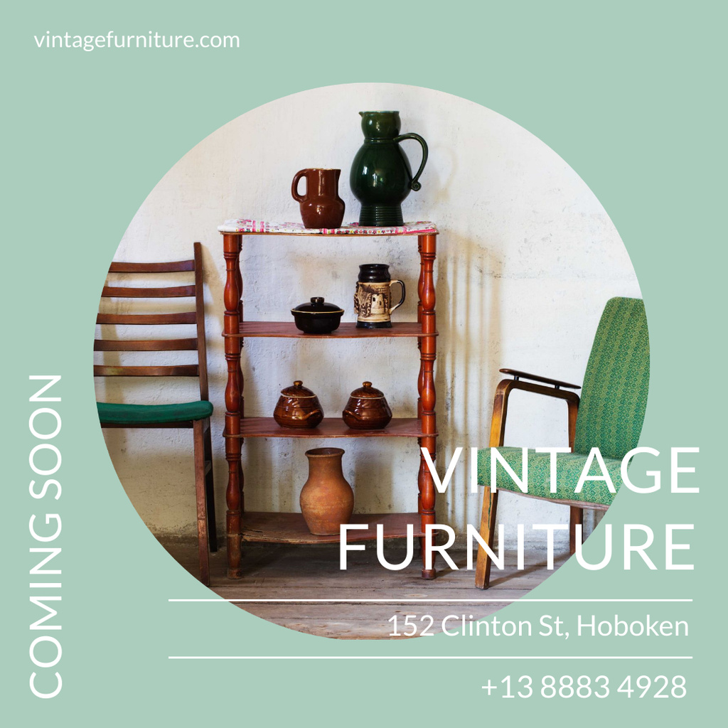Vintage Furniture and Interior Accessories Instagram AD Design Template