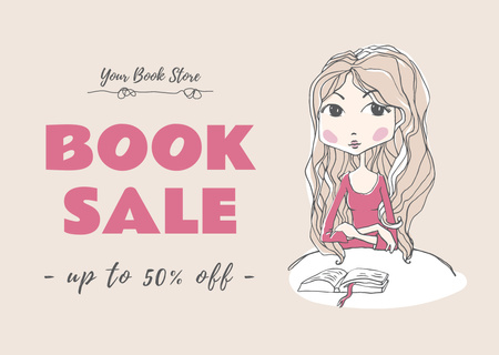 Ontwerpsjabloon van Card van Books Sale Announcement