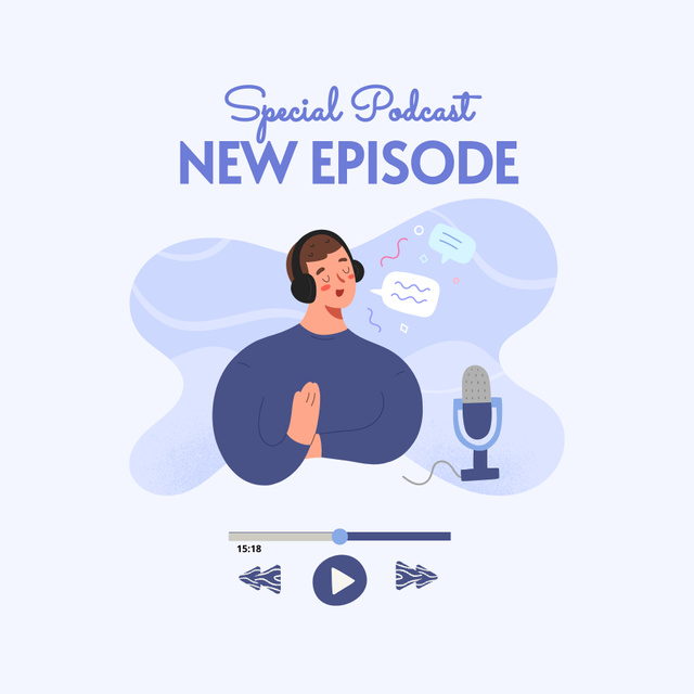 Plantilla de diseño de Podcast New Episode Announcement Podcast Cover 
