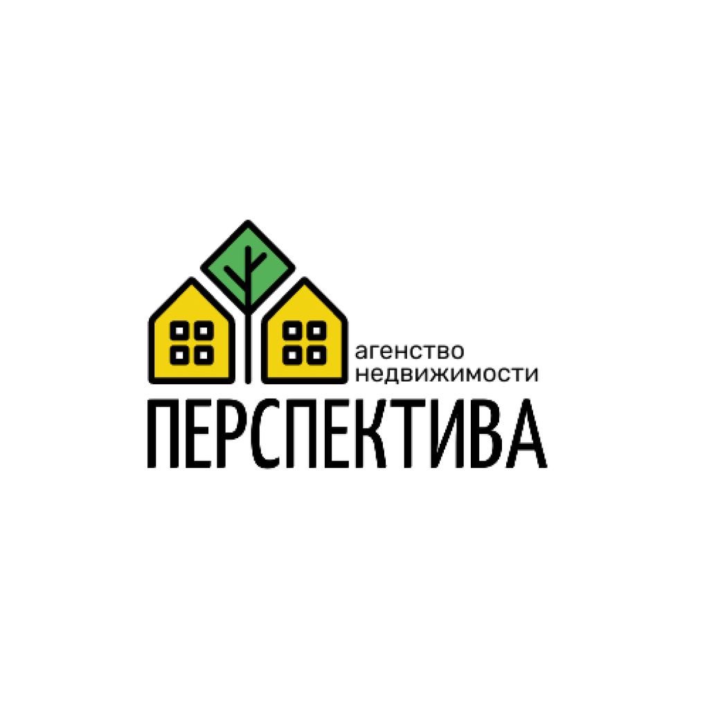 Real Estate Agency Ad with Residential Houses Logo Πρότυπο σχεδίασης