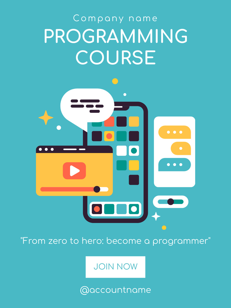 Programming Course Ad with Illustration of Gadgets Poster US Πρότυπο σχεδίασης