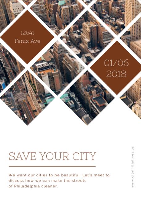 Urban Event Announcement with Skyscrapers View Invitation Modelo de Design